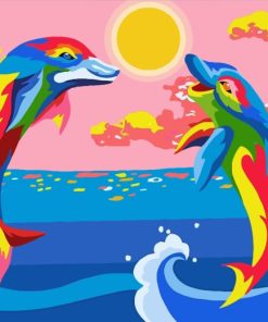 Colorful Dolphins Paint by numbers