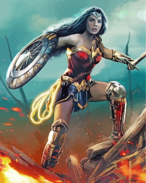 Wonder Woman With Shield Paint by numbers