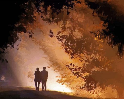 A Walk To Remember Couple Silhouette paint by number