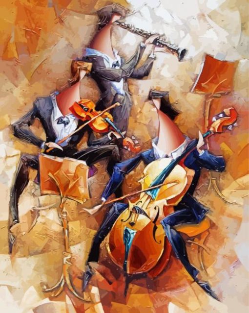 Abstract Violinists paint by number