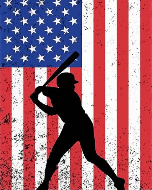 Baseball American Flag Art paint by number
