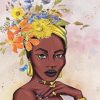Black African Floral Woman paint by number