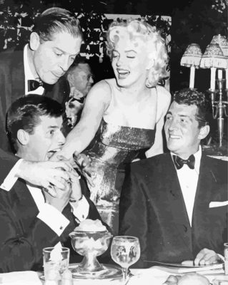 Black And White Marilyn Monroe With The Rat Pack paint by number