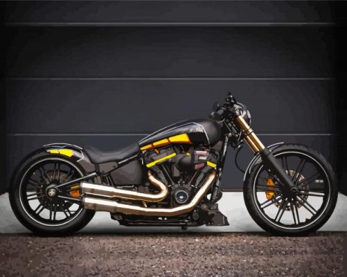 Black Chopper Motorcycle paint by number