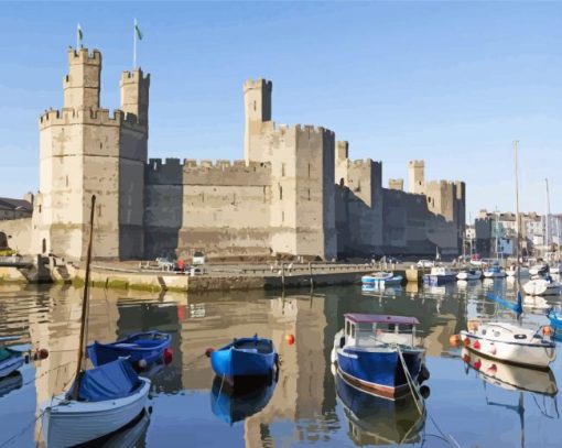 Caernarfon Castle Snowdon paint by number