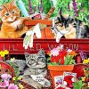 Cats In Red Wagon paint by number