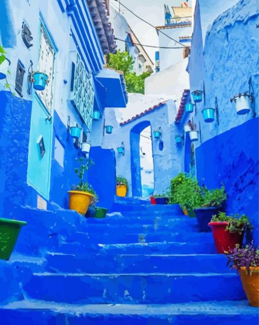 Chefchaouen Blue Houses paint by number