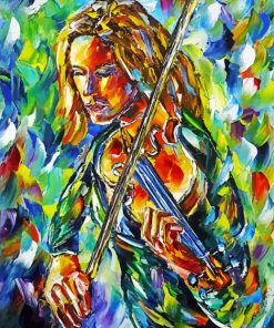 Colorful Abstract Violinist Woman paint by number