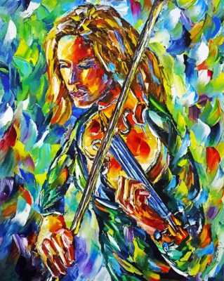 Colorful Abstract Violinist Woman paint by number