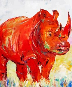 Colorful Rhino Animal Art paint by number