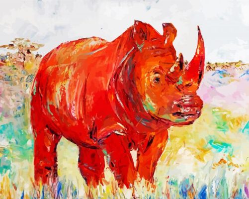 Colorful Rhino Animal Art paint by number