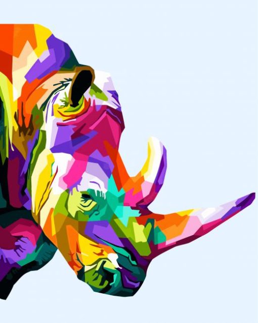 Colorful Rhino Head paint by number