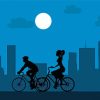 Couple On Bicycles Silhouette paint by number