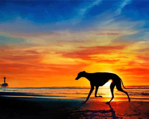 Dog And Sunset Illustration paint by number