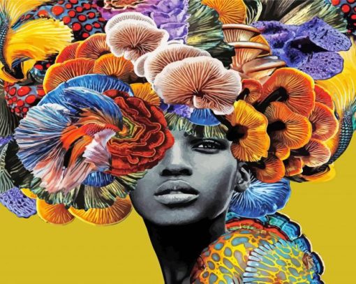 Floral Head Black Woman paint by number