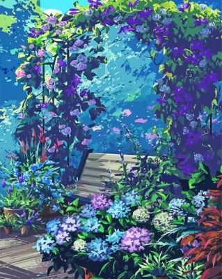 Flowers Arch Bench paint by number