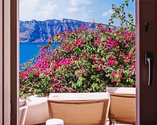 Flowers Balcony Landscape paint by number