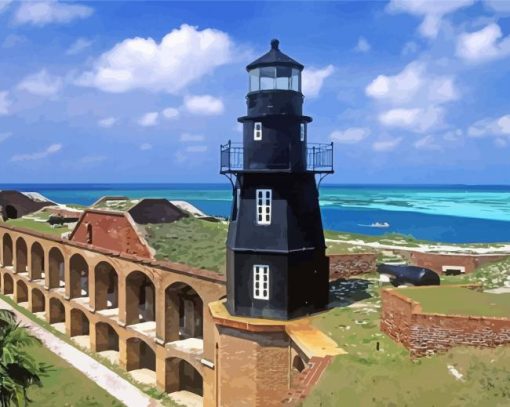 Fort Jefferson Lighthouse paint by number