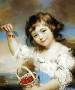 Girl With Cherries Basket paint by number