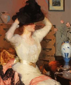 Lady Trying On A Hat Frank Weston Benson paint by number