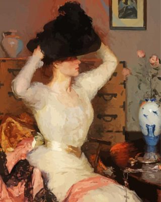 Lady Trying On A Hat Frank Weston Benson paint by number