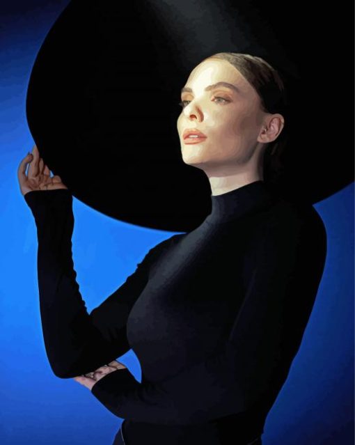 Lady With Big Black Hat paint by number