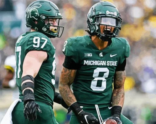 Michigan State Spartans American Football Players paint by number