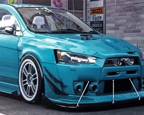 Mitsubishi Evo Car Engine paint by number