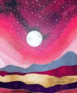 Mountains And Pink Cloud Art paint by number