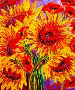 Poppies And Sunflowers paint by number