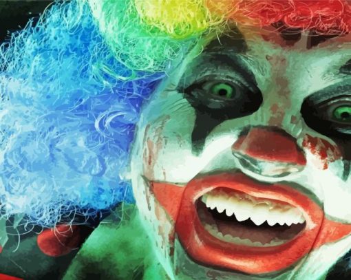 Scary Clown With Colorful Hair paint by number