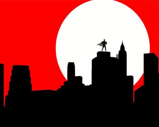 Superhero Building Silhouette paint by number