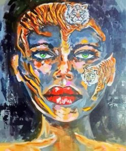 Tiger Woman Face Art paint by number