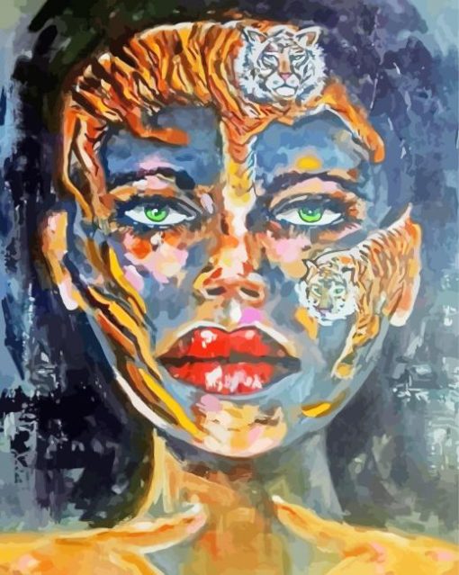 Tiger Woman Face Art paint by number