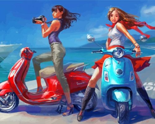 Women With Vespa paint by number