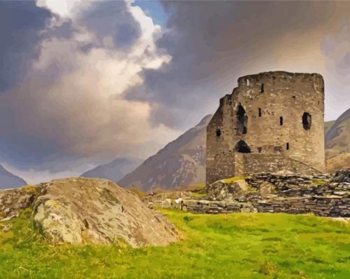 Aesthetic Dolbadarn Castle Snowdon paint by number