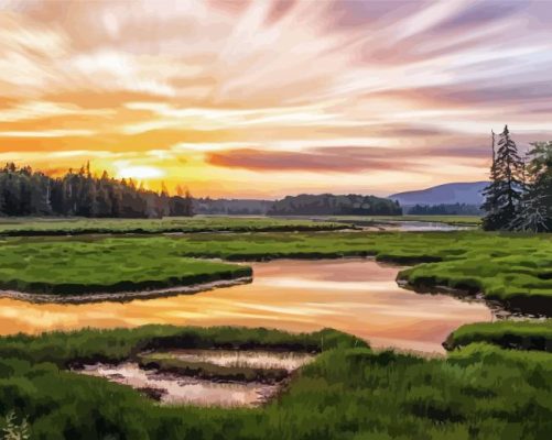 Bass Harbor Landscape paint by number