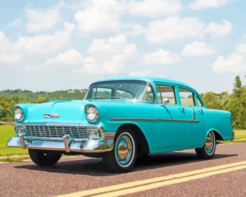 Blue 1956 Chevrolet paint by number