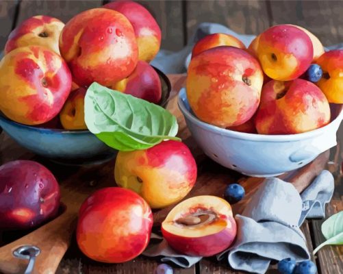 Bowls Of Peach Fruit paint by number