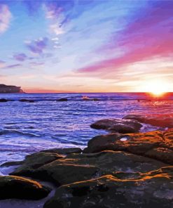 Bronte Beach Sunset Seascape paint by number