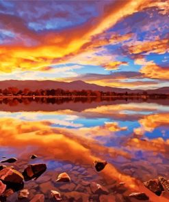 Colorado Sunset Water Reflection paint by number