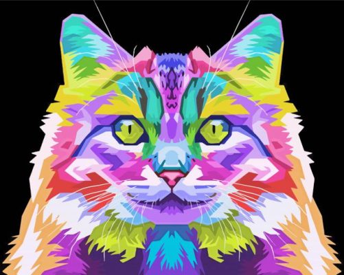 Colorful Norwegian Cat paint by number