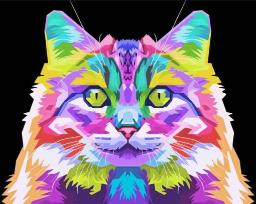 Colorful Norwegian Cat paint by number