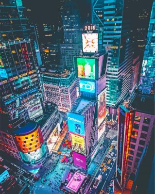 Colorful Times Square New York paint by number