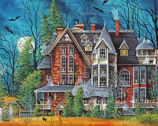 Halloween Victorian House paint by number