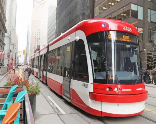 Red Streetcars paint by number