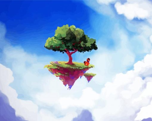 Tree Floating Between Clouds paint by number