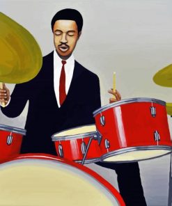 A Man Enjoying In Drumming paint by number