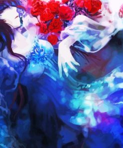 Abstract Anime Girl With Flowers Paint by number