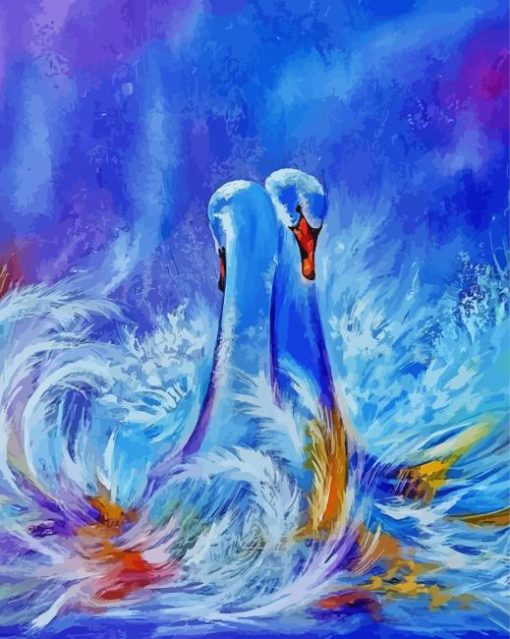 Abstract Romantic Swan paint by number